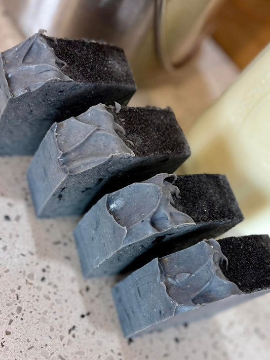 Coffee scented Goat's Milk Soap with Activated Charcoal and Black Himalayan Salt